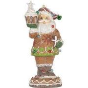Clayre & Eef Kerstdecoratie Beeld Kerstman 15x13x32 cm Bruin Kunststof