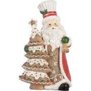 Clayre & Eef Kerstdecoratie Beeld Kerstman 15x11x25 cm Bruin Kunststof