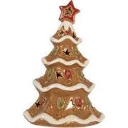 Clayre & Eef Waxinelichthouder Kerstboom 11x8x17 cm Bruin Keramiek
