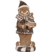 Clayre & Eef Kerstdecoratie Beeld Gingerbread man 8x8x20 cm Bruin Kuns...