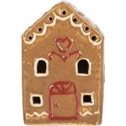Clayre & Eef Gingerbread house met LED 7x6x9 cm Bruin Keramiek