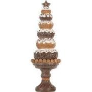 Clayre & Eef Kerstdecoratie Beeld Kerstboom Ø 11x33 cm Bruin Kunststof