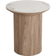 Ronda houten bijzettafel met keramiek blad bruin Ø 45 x 50 cm