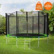 Trampoline Ø427 cm met veiligheidsnet, ladder en gevoerde stokken Groe...