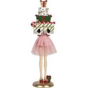 Clayre & Eef Decoratie Beeld Vrouw 10x10x36 cm Roze Kunststof