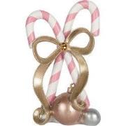 Clayre & Eef Kerstdecoratie Beeld Zuurstok 19x14x30 cm Roze Kunststof