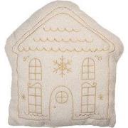 Clayre & Eef Sierkussen Huis 45x40x10 cm Wit Polyester Kerst