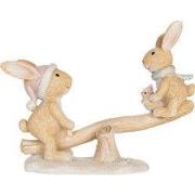 Clayre & Eef Decoratie Beeld Konijn 16x6x11 cm Bruin Kunststof