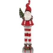 Clayre & Eef Kerstdecoratie Beeld Kerstman 9x8x30 cm Rood Wit Keramiek