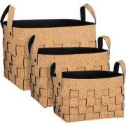 Basket rectangle brown set of 3 - l40xw30xh30cm
