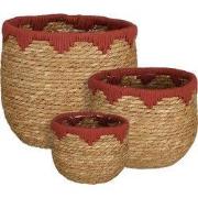 Jorck basket round red set of 3 - h24xd26cm