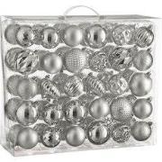 Tree decoration unbreakable silver 60 pieces - d7cm