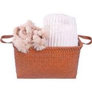 QUVIO Opbergmand gevlochten - Rechthoek - Rotan - 38x28x24 cm - Bruin