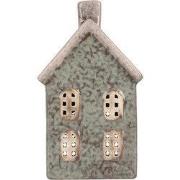Clayre & Eef Waxinelichthouder Huis 8x7x14 cm Groen Keramiek