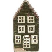 Clayre & Eef Waxinelichthouder Huis 7x7x14 cm Groen Keramiek