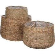 Avalon Basket round l. brown set of 3 - h32xd44cm