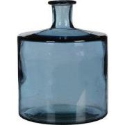 Mica Decorations Guan Fles Vaas - H26 x Ø21 cm - Gerecycled Glas - Bla...