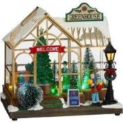 LuVille Kerstdorp Miniatuur Winter Kweekkas - L21 x B14 x H20 cm
