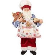 Clayre & Eef Kerstdecoratie Beeld Kerstman 15x10x26 cm Rood Kunststof