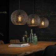 Hanglamp industrieel Armoor 3-lichts rond zwart bruin