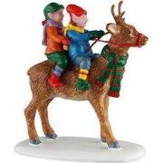 Kerstdorpminiatuur Reindeer Rides 12x4x18 cm
