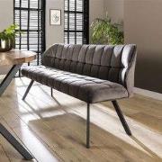 Eetkamerbank Lino Velvet Stof Antraciet 180 cm Geblokt