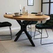 Ovale Eettafel Oregon Mangohout - Kruisframe