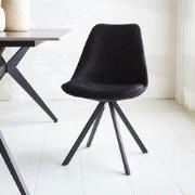 Eetkamerstoel Jace Velvet Zwart - Zonder Armleuningen