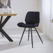 Beau Eetkamerstoel Zwart Velvet Stof - Zonder Armleuningen