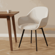 Moderne Eetkamerstoel Remy Ribstof Crème - Met Armleuningen