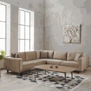 Hoekbank Kale Velvet Crème - vijf persoons