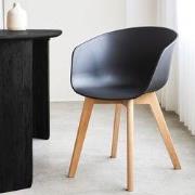 Scandinavische Eetkamerstoel Herning Zwart – Kunststof Kuip – Beukenho...