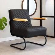 Industriële fauteuil zwart kunstleer Lars