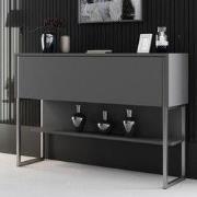 Modern Dressoir Antraciet Luxe 120x80x30 - Zilver Frame - Eén Vak