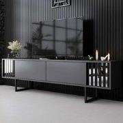 TV Meubel Antraciet Chrome Line 180x48x30 - Zwart Frame