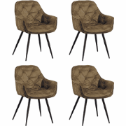 Set van 4 Eetkamerstoelen Velvet Groen Stof Audrey - Met Armleuningen