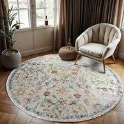 Tapijtenloods Picasso Sarough Vintage Rond Vloerkleed Creme / Beige La...