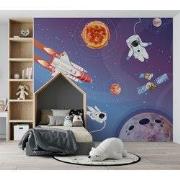 Reis door de ruimte - Kinderbehang - 292,2 cm x 280 cm - Walloha