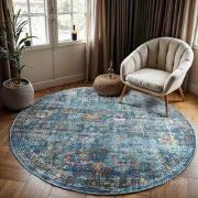 Tapijtenloods Picasso Sarough Vintage Rond Vloerkleed Blauw Laagpolig-...