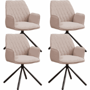 Set van 4 Draaibare Eetkamerstoelen Novan Beige Bouclé – 180° Draaibaa...