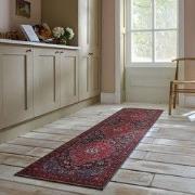 Laagpolig Loper Wasbaar - Medaillon - Rood 60x230cm - 60x230 cm