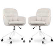 Nout-Mia bureaustoel beige - wit onderstel - set van 2