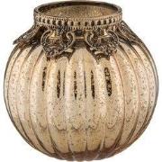 Clayre & Eef Theelichthouder Ø 10x10 cm Goudkleurig Glas