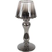 Clayre & Eef Waxinelichthouder Ø 9x22 cm Grijs Glas