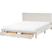 LONZAC - Bed met opbergruimte - Gebroken wit - 180 x 200 cm - Fluweel