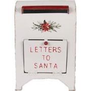 Clayre & Eef Kerstdecoratie Beeld Brievenbus 20x14x30 cm Wit Metaal