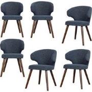 vtwonen Cape Eetkamerstoelen - Stof - Blauw - Set van 6