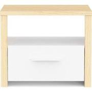 Hoofdeinde met 1 lade en 1 niche, decor wit en eiken van draad, L47,6 ...