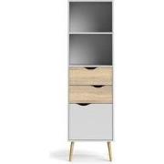 Open kast met 2 lades, 1 deur wit en eikendecor H171,3 cm  BILLUND