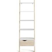 Boekenkast met 4 legplanken, 1 lade wit en eikendecor H180,4 cm  BILLU...